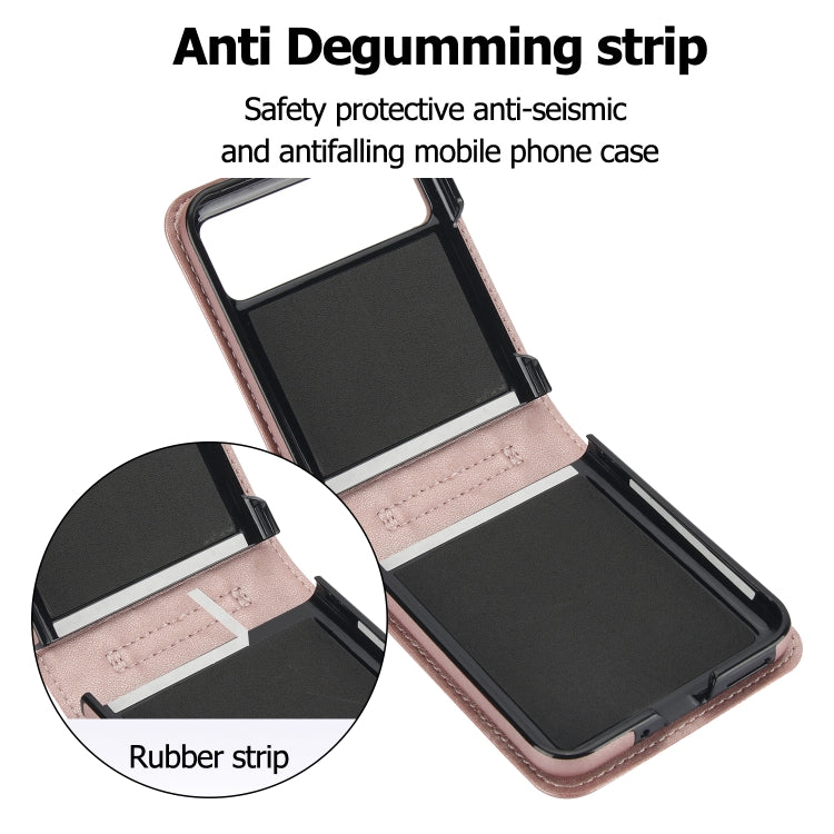 For Motorola Razr 40 Rhombic Texture Phone Case with Long & Short Lanyard(Rose Gold) - Motorola Cases by PMC TechLife | Online Shopping South Africa | PMC TechLife | Buy Now Pay Later Mobicred