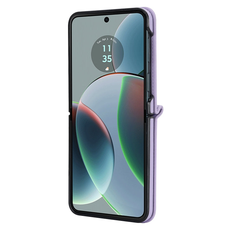 For Motorola Razr 40 Rhombic Texture Phone Case with Long & Short Lanyard(Light Purple) - Motorola Cases by PMC TechLife | Online Shopping South Africa | PMC TechLife | Buy Now Pay Later Mobicred
