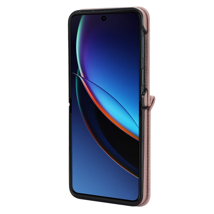For Motorola Razr 40 Ultra Rhombic Texture Phone Case with Long & Short Lanyard(Rose Gold) - Motorola Cases by PMC TechLife | Online Shopping South Africa | PMC TechLife | Buy Now Pay Later Mobicred