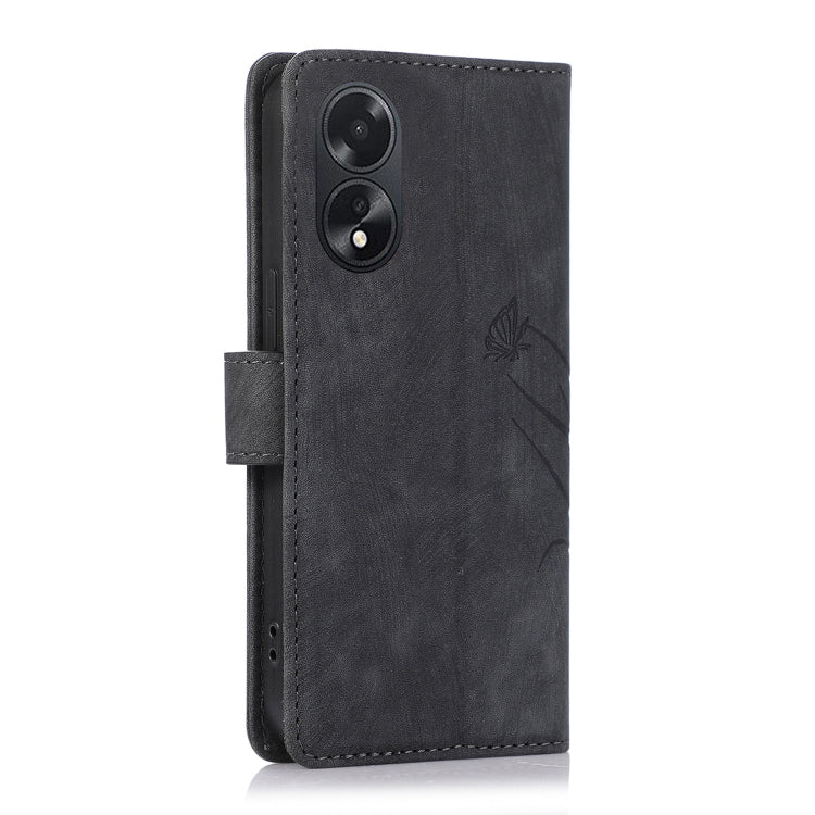 For OPPO A18 / A38 Orchid Butterfly Embossed Leather Phone Case(Black) - A18 Cases by PMC TechLife | Online Shopping South Africa | PMC TechLife | Buy Now Pay Later Mobicred