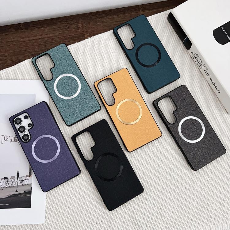 For Samsung Galaxy S25 Ultra 5G Magsafe Magnetic Ring Cloth Texture Phone Case(Black) - Galaxy S25 Ultra 5G Cases by PMC TechLife | Online Shopping South Africa | PMC TechLife | Buy Now Pay Later Mobicred