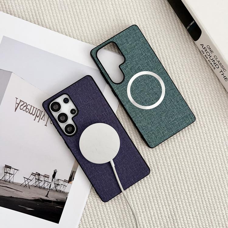 For Samsung Galaxy S25 Ultra 5G Magsafe Magnetic Ring Cloth Texture Phone Case(Black) - Galaxy S25 Ultra 5G Cases by PMC TechLife | Online Shopping South Africa | PMC TechLife | Buy Now Pay Later Mobicred