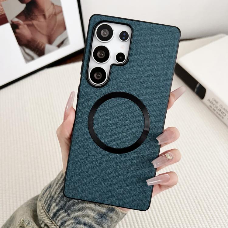 For Samsung Galaxy S25 Ultra 5G Magsafe Magnetic Ring Cloth Texture Phone Case(Blue) - Galaxy S25 Ultra 5G Cases by PMC TechLife | Online Shopping South Africa | PMC TechLife | Buy Now Pay Later Mobicred