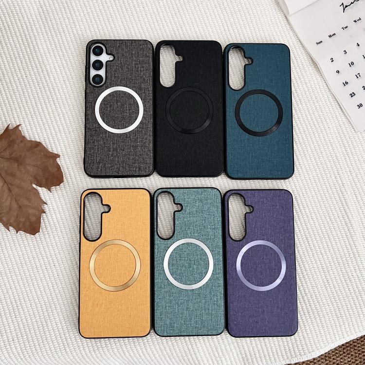 For Samsung Galaxy S25 5G Magsafe Magnetic Ring Cloth Texture Phone Case(Black) - Galaxy S25 5G Cases by PMC TechLife | Online Shopping South Africa | PMC TechLife | Buy Now Pay Later Mobicred