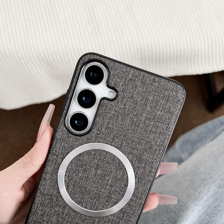 For Samsung Galaxy S25 5G Magsafe Magnetic Ring Cloth Texture Phone Case(Green) - Galaxy S25 5G Cases by PMC TechLife | Online Shopping South Africa | PMC TechLife | Buy Now Pay Later Mobicred