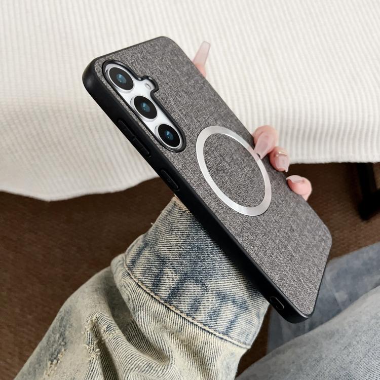 For Samsung Galaxy S25 5G Magsafe Magnetic Ring Cloth Texture Phone Case(Green) - Galaxy S25 5G Cases by PMC TechLife | Online Shopping South Africa | PMC TechLife | Buy Now Pay Later Mobicred