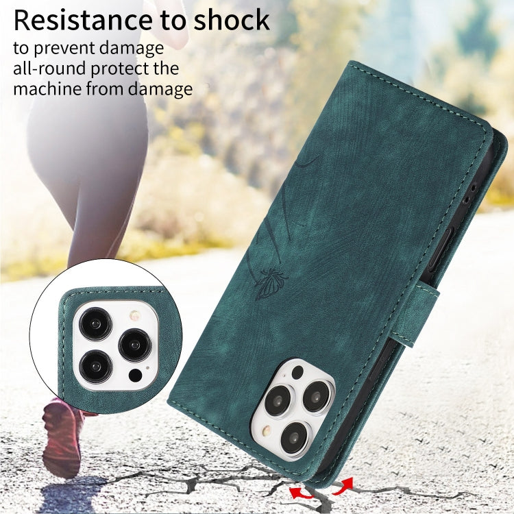 For iPhone 16 Pro Orchid Butterfly Embossed Leather Phone Case(Green) - iPhone 16 Pro Cases by PMC TechLife | Online Shopping South Africa | PMC TechLife | Buy Now Pay Later Mobicred