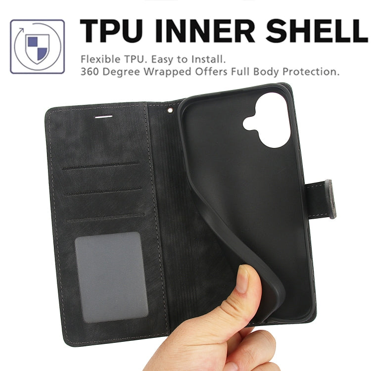 For iPhone 16 Plus Orchid Butterfly Embossed Leather Phone Case(Black) - iPhone 16 Plus Cases by PMC TechLife | Online Shopping South Africa | PMC TechLife | Buy Now Pay Later Mobicred