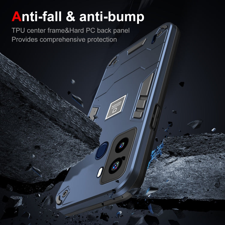 For Tecno Pop 6 2 in 1 Shockproof Phone Case(Blue) - Tecno Cases by PMC TechLife | Online Shopping South Africa | PMC TechLife | Buy Now Pay Later Mobicred