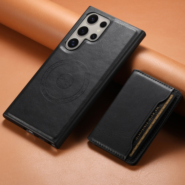 For Samsung Galaxy S24 Ultra 5G Denior Cowhide Texture Leather MagSafe Detachable Wallet Phone Case(Black) - Galaxy S24 Ultra 5G Cases by Denior | Online Shopping South Africa | PMC TechLife | Buy Now Pay Later Mobicred