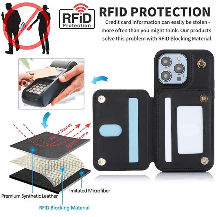 For iPhone 15 Plus YM006 Skin Feel Zipper Card Bag Phone Case with Dual Lanyard(Black) - free shipping - PMC TechLife - Order now!