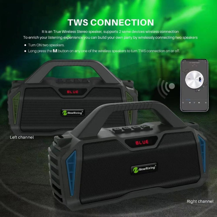 NewRixing NR6011 20W Portable Wireless Bluetooth Speaker TWS Subwoofer(Black) - free shipping - PMC Jewellery - Order now!