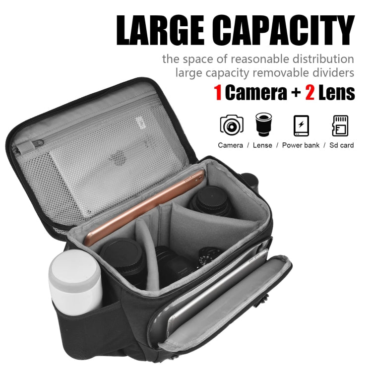 Cwatcun D67 Crossbody Camera Bag Photography Lens Shoulder Bag, Size:30.5 x 16.5 x 20cm L(Black) - Strap Satchel by Cwatcun | Online Shopping South Africa | PMC TechLife | Buy Now Pay Later Mobicred