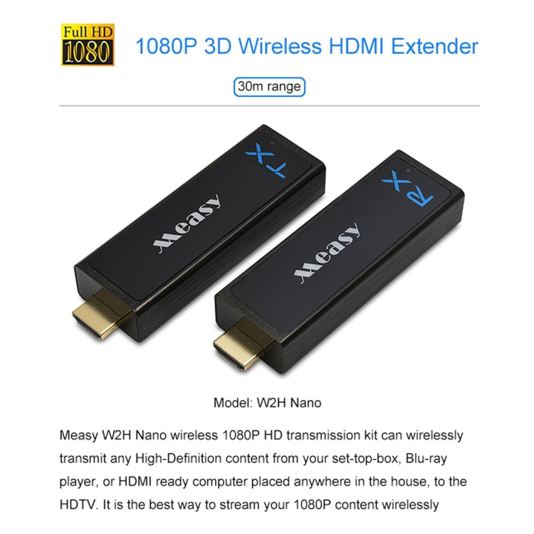 Measy W2H Nano 1080P HDMI 1.4 3D Wireless HDMI Audio Video Transmitter Receiver Extender, Transmission Distance: 30m, US Plug - free shipping - PMc TechLife - Order now!