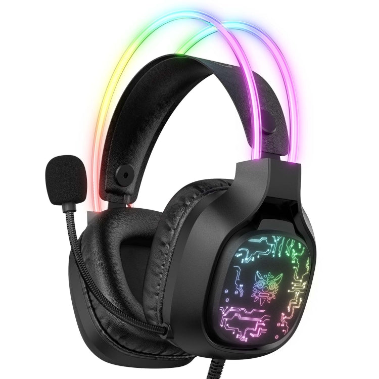 ONIKUMA X22 USB + 3.5mm Colorful Light Wired Gaming Headset with Mic, Cable length: 1.8m(Black) - free shipping - PMC Jewellery - Order now!