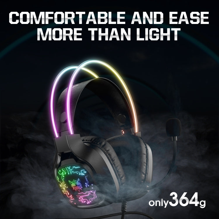 ONIKUMA X22 USB + 3.5mm Colorful Light Wired Gaming Headset with Mic, Cable length: 1.8m(Black) - free shipping - PMC Jewellery - Order now!