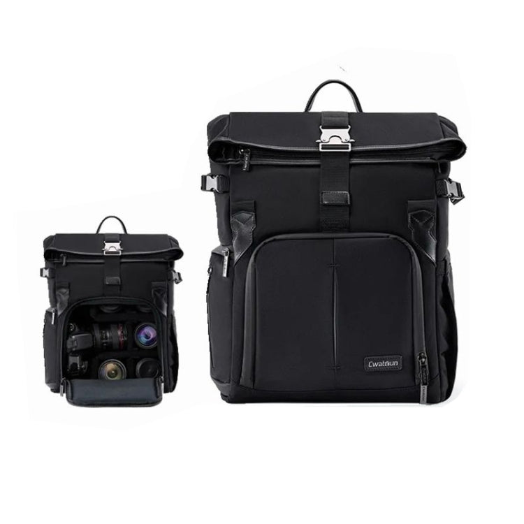 Cwatcun D95 Large Capacity Photography Backpack Shoulders Laptop Camera Bag, Size:27 x 37 x 16cm(Dark Black) - free shipping - PMC TechLife - Order now!