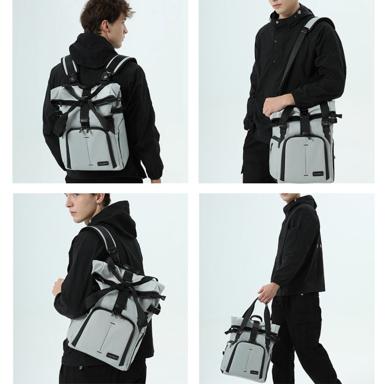 Cwatcun D95 Large Capacity Photography Backpack Shoulders Laptop Camera Bag, Size:27 x 37 x 16cm(Silver Grey) - free shipping - PMC TechLife - Order now!