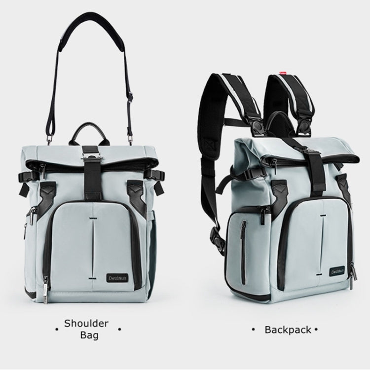 Cwatcun D95 Large Capacity Photography Backpack Shoulders Laptop Camera Bag, Size:27 x 37 x 16cm(Silver Grey) - free shipping - PMC TechLife - Order now!