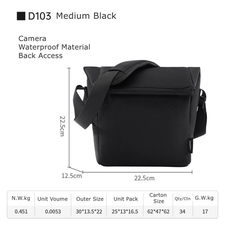 Cwatcun D103 Crossbody Camera Bag Photography Lens Shoulder Bag, Size:22.5 x 22.5 x 12.5cm(Black) - Strap Satchel by Cwatcun | Online Shopping South Africa | PMC TechLife | Buy Now Pay Later Mobicred