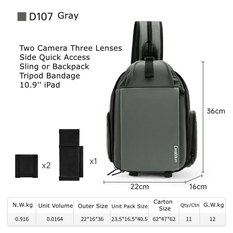 Cwatcun D107 Large Capacity Photography Backpack Shoulders Laptop Camera Bag, Size:22 x 36 x 16cm(Grey) - free shipping - PMC TechLife - Order now!