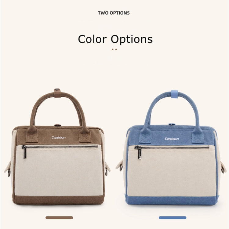 Cwatcun D112 Contrast Canvas Camera Bag One-shoulder Cross-body Tote Bag, Size:24.5 x 30 x 15.5cm(Brown) - free shipping - PMC TechLife - Order now!