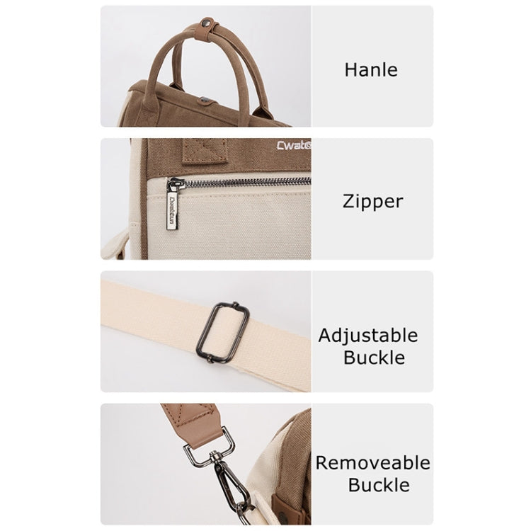 Cwatcun D112 Contrast Canvas Camera Bag One-shoulder Cross-body Tote Bag, Size:24.5 x 30 x 15.5cm(Brown) - free shipping - PMC TechLife - Order now!