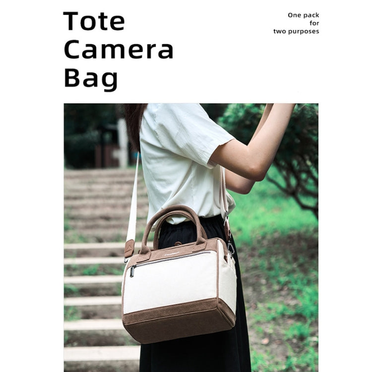 Cwatcun D112 Contrast Canvas Camera Bag One-shoulder Cross-body Tote Bag, Size:24.5 x 30 x 15.5cm(Brown) - free shipping - PMC TechLife - Order now!