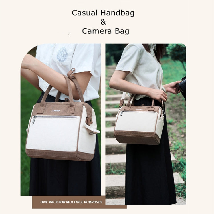 Cwatcun D112 Contrast Canvas Camera Bag One-shoulder Cross-body Tote Bag, Size:24.5 x 30 x 15.5cm(Blue) - free shipping - PMC TechLife - Order now!