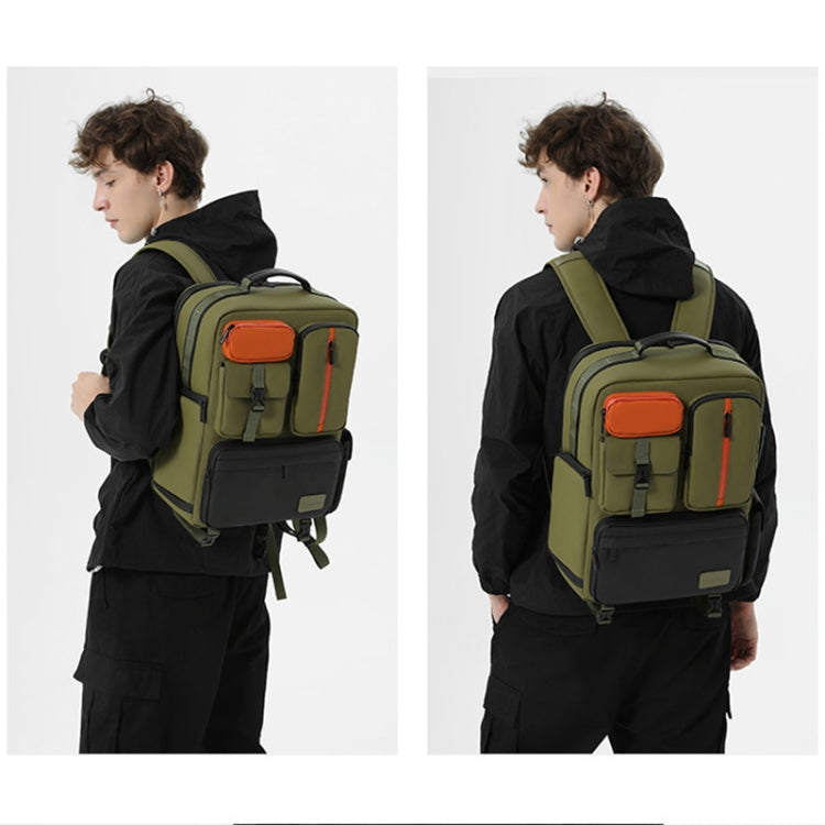Cwatcun D117 Large Capacity Photography Backpack Shoulders Laptop Camera Bag, Size:43.3 x 33 x 13cm(Army Green) - free shipping - PMC TechLife - Order now!