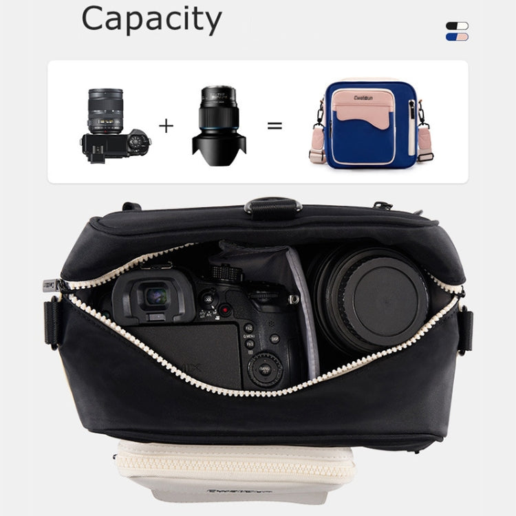 Cwatcun D118 Contrast Two Ways Backpack Cross-body Canera Bag, Size:21 x 21 x 14.5cm(Black) - free shipping - PMC TechLife - Order now!