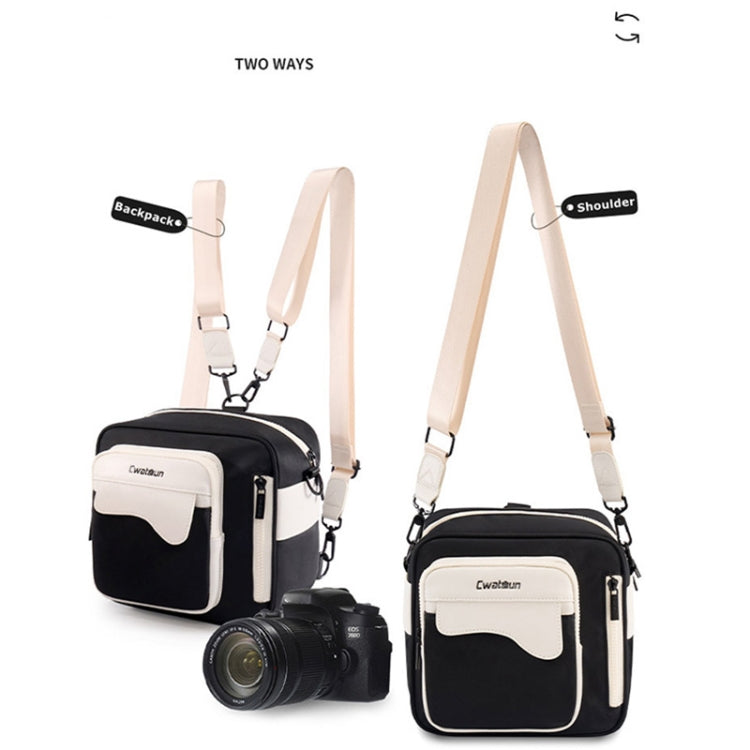 Cwatcun D118 Contrast Two Ways Backpack Cross-body Canera Bag, Size:21 x 21 x 14.5cm(Black) - free shipping - PMC TechLife - Order now!
