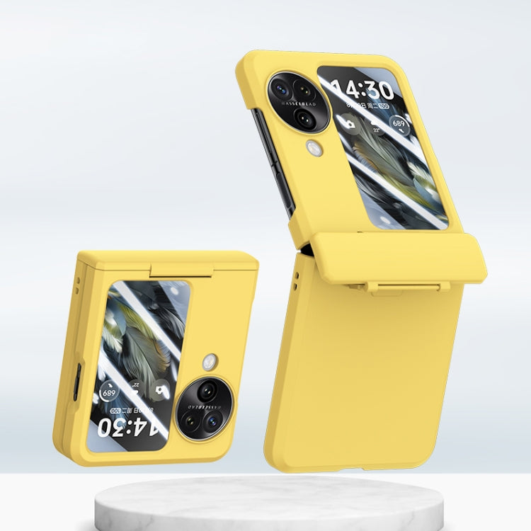 For OPPO Find N3 Flip PC Skin Feel Integrated Foldable Mid Shaft Phone Case(Yellow) - Find N3 Flip Cases by PMC TechLife | Online Shopping South Africa | PMC TechLife | Buy Now Pay Later Mobicred