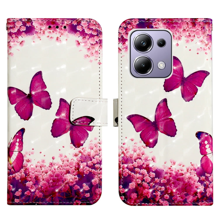 For Xiaomi Redmi Note 13 Pro 4G Global 3D Painting Horizontal Flip Leather Phone Case(Rose Butterfly) - Note 13 Pro Cases by PMC TechLife | Online Shopping South Africa | PMC TechLife | Buy Now Pay Later Mobicred