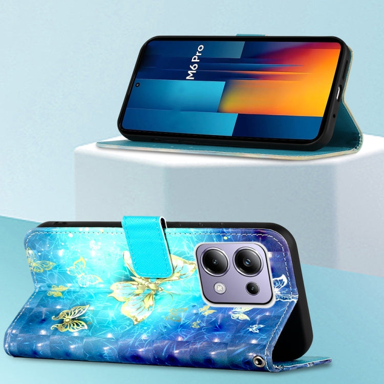 For Xiaomi Poco M6 Pro 4G 3D Painting Horizontal Flip Leather Phone Case(Golden Butterfly) - Xiaomi Cases by PMC TechLife | Online Shopping South Africa | PMC TechLife | Buy Now Pay Later Mobicred