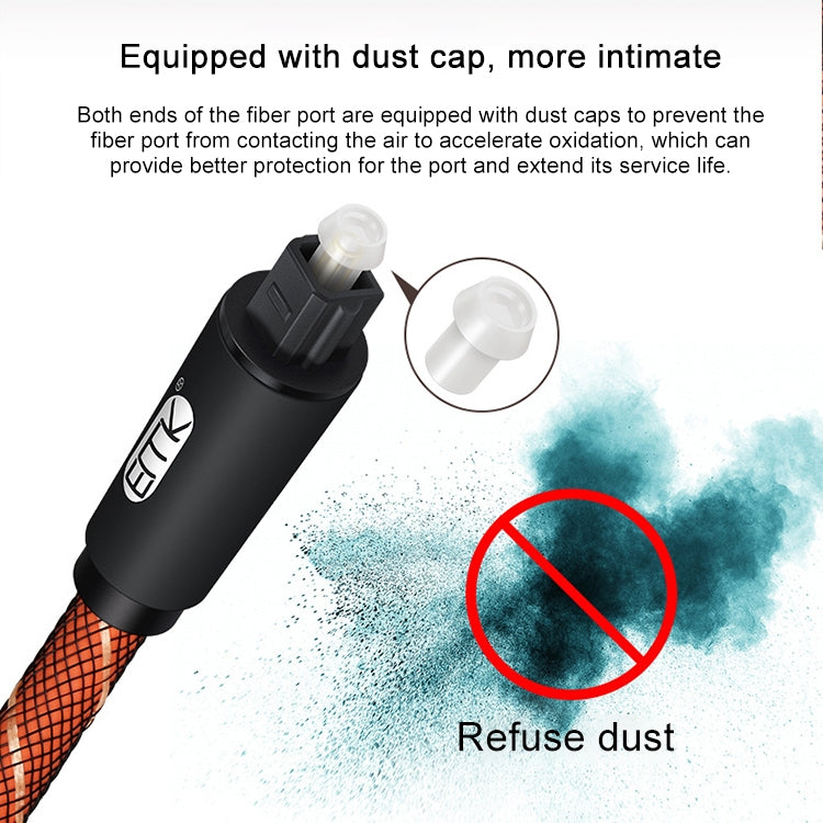 EMK 90 Degree Swivel Adjustable Right Angled 360 Degrees Rotatable Plug Nylon Woven Mesh Optical Audio Cable, Cable Length:1.5m(Orange) - free shipping - PMC TechLife - Order now!