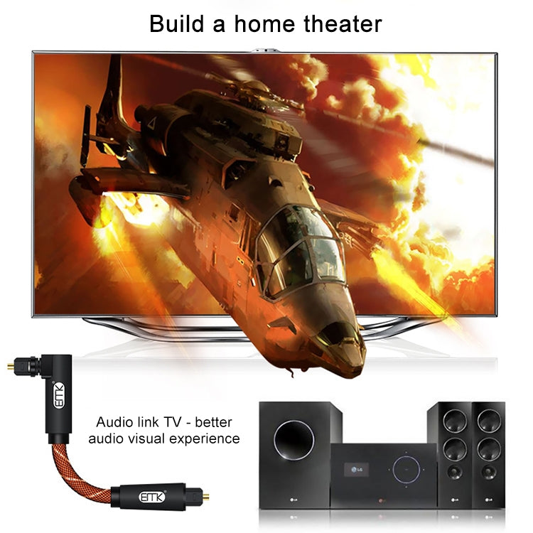 EMK 90 Degree Swivel Adjustable Right Angled 360 Degrees Rotatable Plug Nylon Woven Mesh Optical Audio Cable, Cable Length:5m(Orange) - free shipping - PMC Jewellery - Order now!