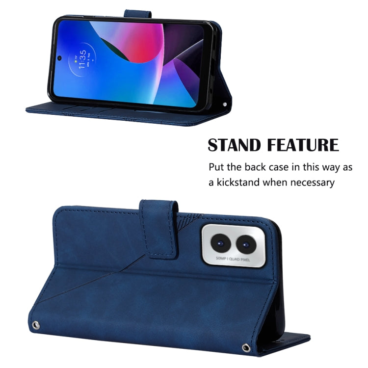 For Motorola Moto G Play 4G 2024 Crossbody 3D Embossed Flip Leather Phone Case(Blue) - Motorola Cases by PMC Jewellery | Online Shopping South Africa | PMC Jewellery | Buy Now Pay Later Mobicred