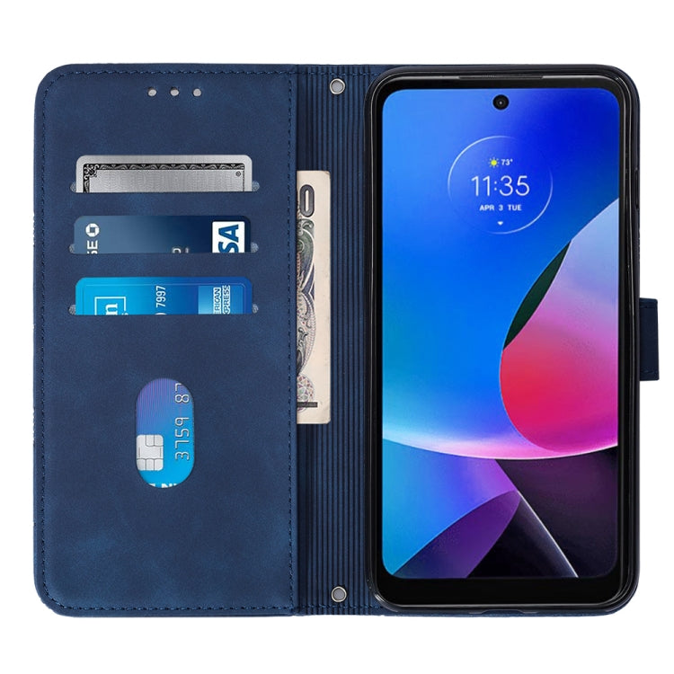 For Motorola Moto G Play 4G 2024 Crossbody 3D Embossed Flip Leather Phone Case(Blue) - Motorola Cases by PMC Jewellery | Online Shopping South Africa | PMC Jewellery | Buy Now Pay Later Mobicred