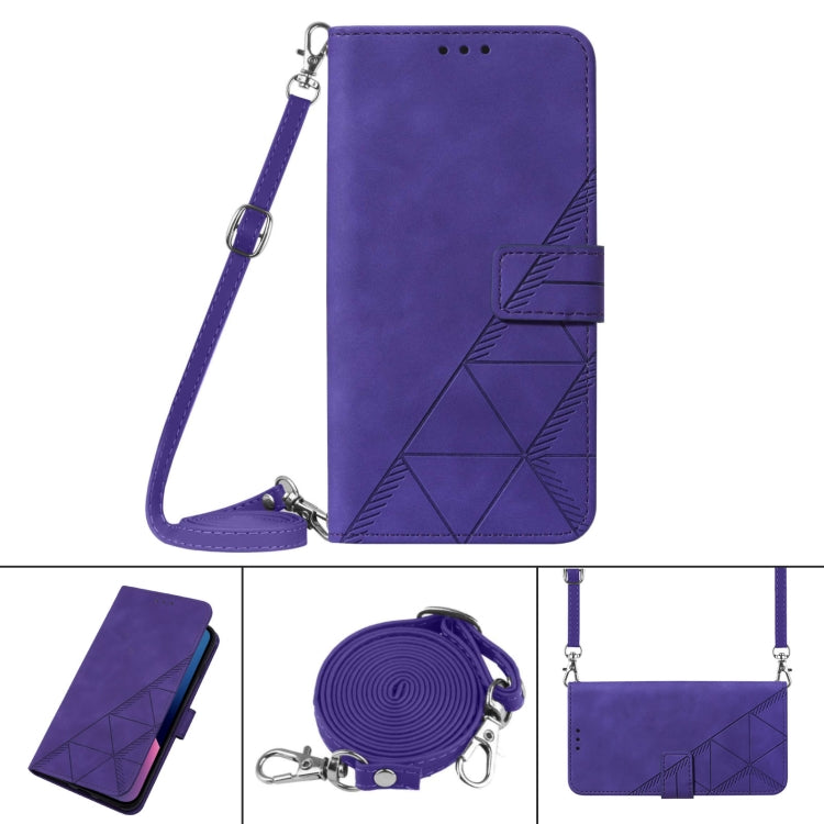 For Motorola Moto G Play 4G 2024 Crossbody 3D Embossed Flip Leather Phone Case(Purple) - Motorola Cases by PMC Jewellery | Online Shopping South Africa | PMC Jewellery | Buy Now Pay Later Mobicred