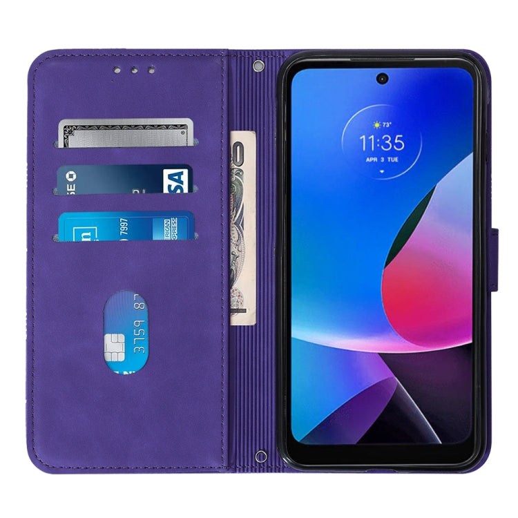 For Motorola Moto G Play 4G 2024 Crossbody 3D Embossed Flip Leather Phone Case(Purple) - Motorola Cases by PMC Jewellery | Online Shopping South Africa | PMC Jewellery | Buy Now Pay Later Mobicred