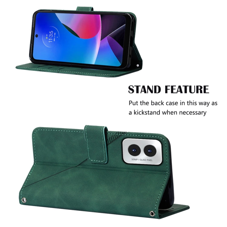For Motorola Moto G Play 4G 2024 Crossbody 3D Embossed Flip Leather Phone Case(Dark Green) - Motorola Cases by PMC Jewellery | Online Shopping South Africa | PMC Jewellery | Buy Now Pay Later Mobicred
