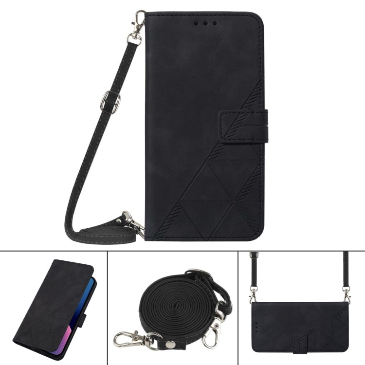 For Motorola Moto G Power 5G 2024 Crossbody 3D Embossed Flip Leather Phone Case(Black) - Motorola Cases by PMC Jewellery | Online Shopping South Africa | PMC Jewellery | Buy Now Pay Later Mobicred