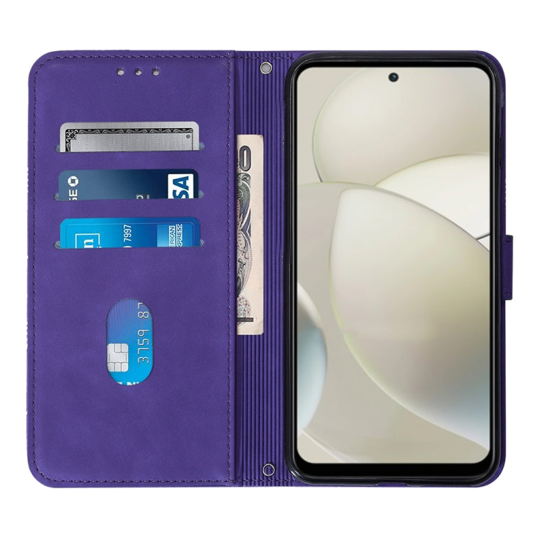 For Motorola Moto G Power 5G 2024 Crossbody 3D Embossed Flip Leather Phone Case(Purple) - Motorola Cases by PMC Jewellery | Online Shopping South Africa | PMC Jewellery | Buy Now Pay Later Mobicred