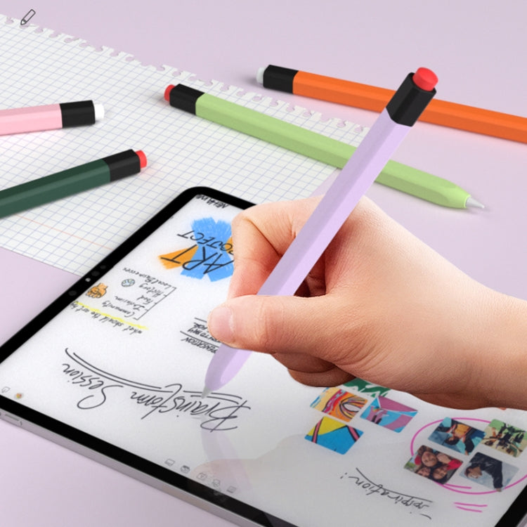For Apple Pencil 1 Retro Pencil Style Liquid Silicone Stylus Case(Yellow) - Pencil Accessories by PMC TechLife | Online Shopping South Africa | PMC TechLife | Buy Now Pay Later Mobicred