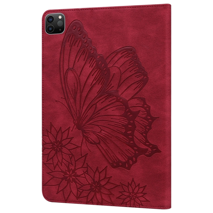 For iPad Pro 12.9 2022 / Air 13 2024 / 2025 Big Butterfly Embossed Leather Tablet Case(Red) - iPad Pro 12.9 (2022/2021) Cases by PMC TechLife | Online Shopping South Africa | PMC TechLife | Buy Now Pay Later Mobicred
