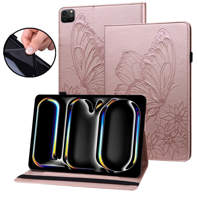 For iPad Pro 13 2024 Big Butterfly Embossed Leather Tablet Case(Rose Gold) - iPad Pro 13 2024 Cases by PMC TechLife | Online Shopping South Africa | PMC TechLife | Buy Now Pay Later Mobicred