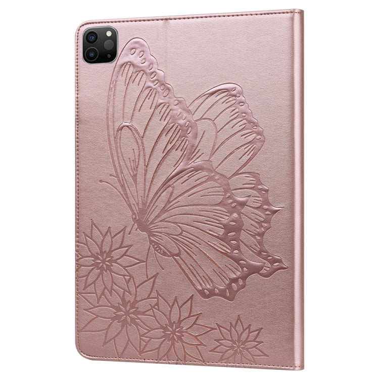 For iPad Pro 13 2024 Big Butterfly Embossed Leather Tablet Case(Rose Gold) - iPad Pro 13 2024 Cases by PMC TechLife | Online Shopping South Africa | PMC TechLife | Buy Now Pay Later Mobicred