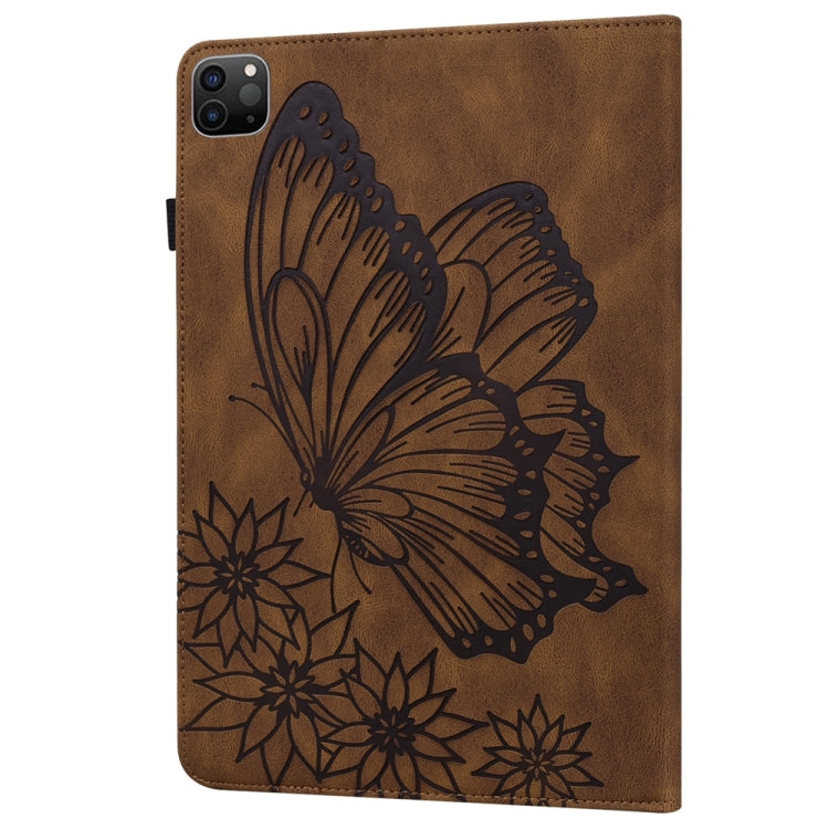 For iPad Pro 13 2024 Big Butterfly Embossed Leather Tablet Case(Brown) - iPad Pro 13 2024 Cases by PMC TechLife | Online Shopping South Africa | PMC TechLife | Buy Now Pay Later Mobicred