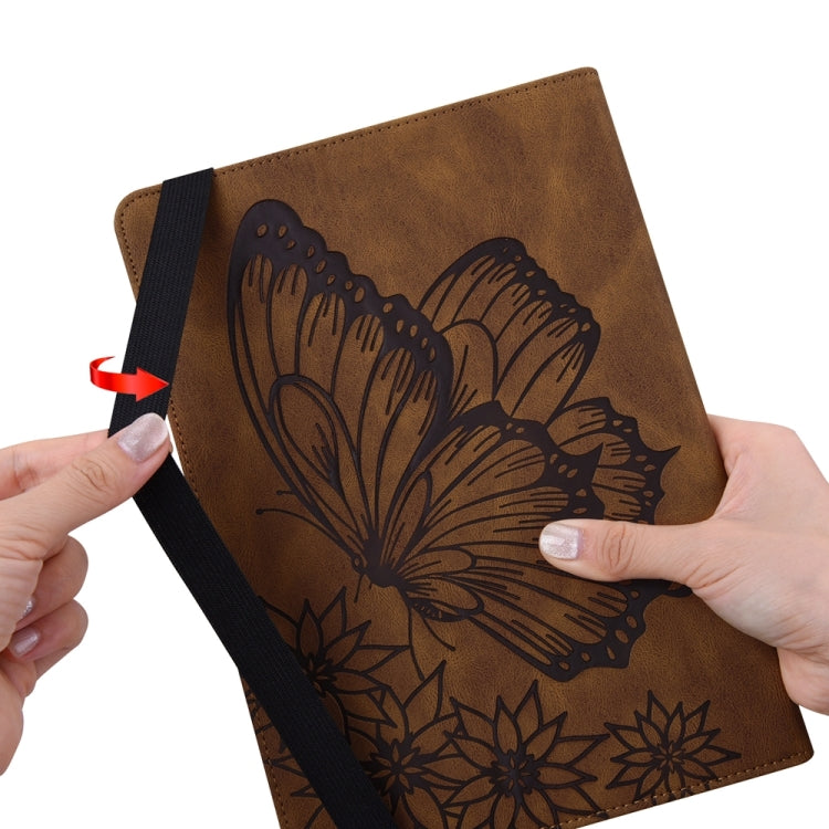 For iPad Pro 13 2024 Big Butterfly Embossed Leather Tablet Case(Brown) - iPad Pro 13 2024 Cases by PMC TechLife | Online Shopping South Africa | PMC TechLife | Buy Now Pay Later Mobicred